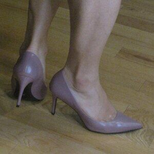 Calvin Klein Gayle Purple Leather 3.5" Heels 9.5M NWOB